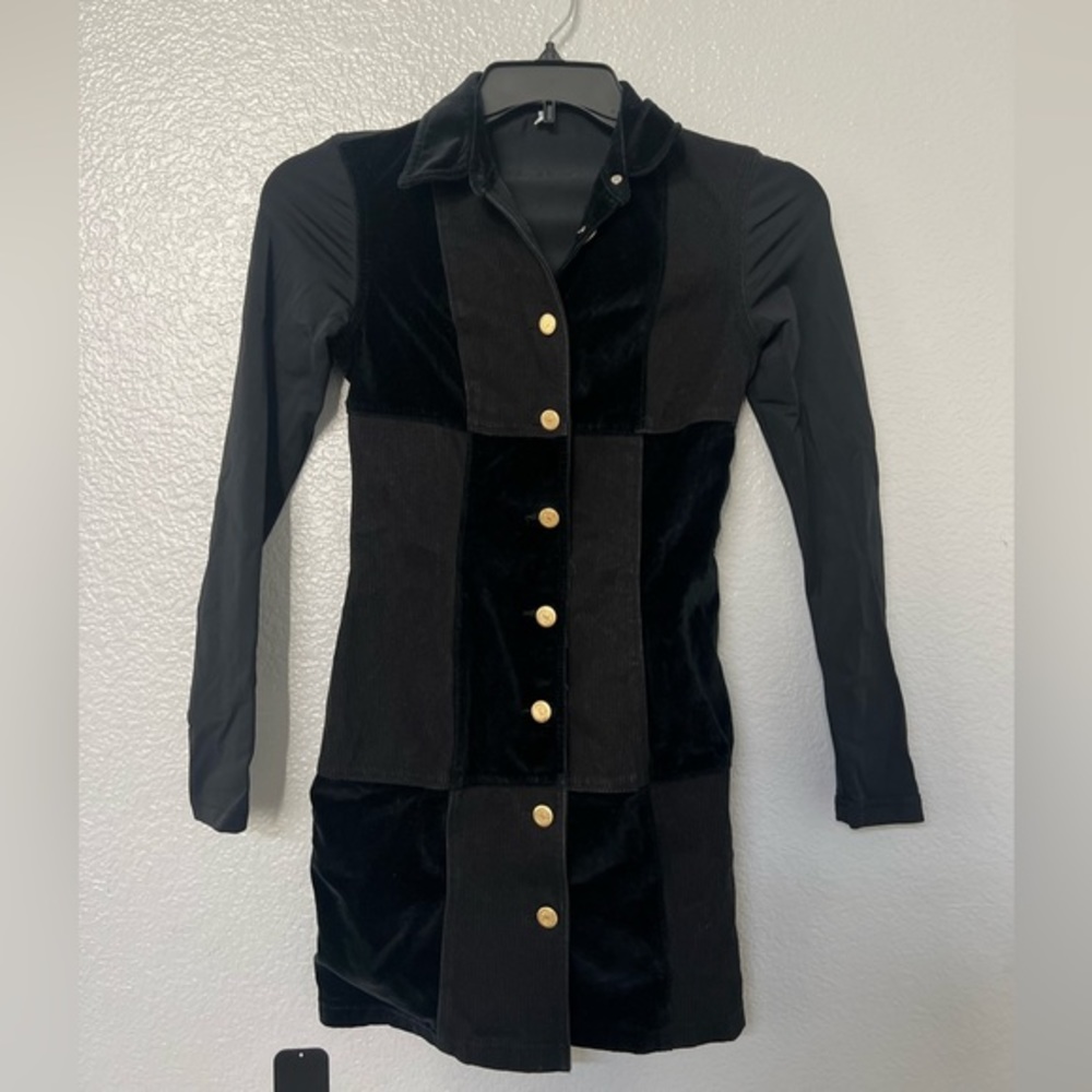 Moschino shirt dress mini size 4 black patchwork